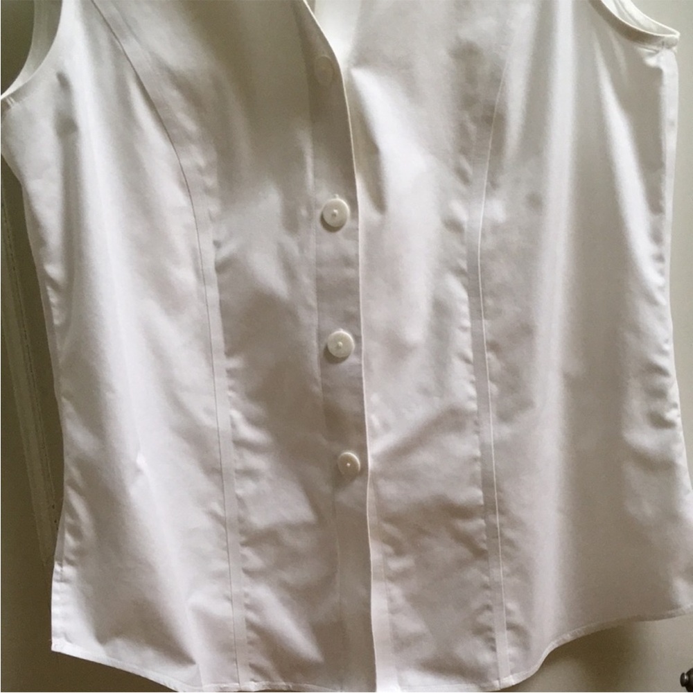Orvis White Wrinkle Free 100%Cotton Sleeveless Top - Picture 6 of 7